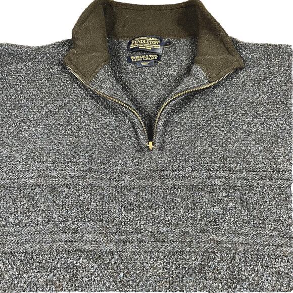 Pendleton Sweater Mens L Washable Wool Shetland Knit Laine Lavable Zip BlueGray - Picture 5 of 11